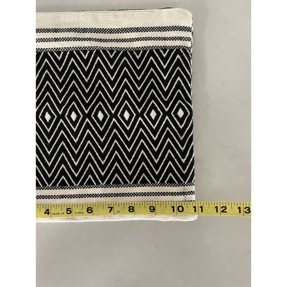 Tribe Alive Fold Over Clutch Purse Pouch Black & Cream Ivory - Picture 6 of 7
